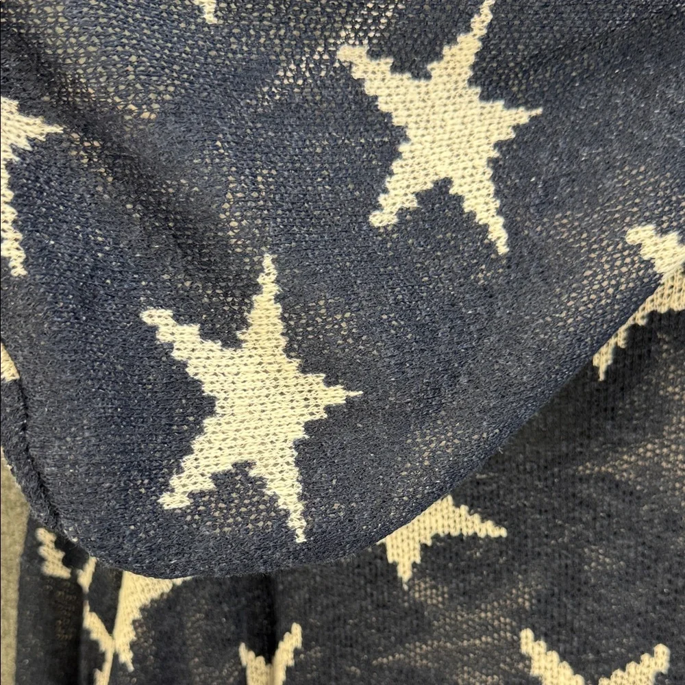 Vintage Havana Star Sheer Hooded Knit Pullover - Navy & Cream Small - Picture 9 of 14